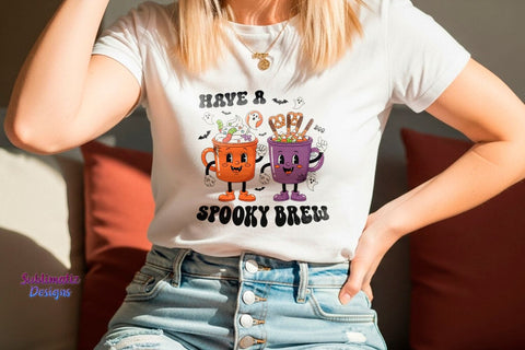 Have a Spooky Brew Retro Coffee Mug PNG Sublimation Sublimatiz Designs 