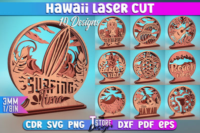 Hawaii Laser Cut | Summer Laser Design | Hawaii CNC Files SVG The T Store Design 