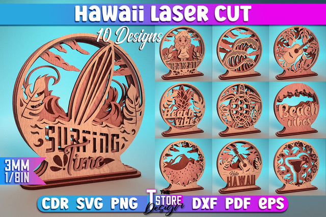 Hawaii Laser Cut | Summer Laser Design | Hawaii CNC Files SVG The T Store Design 
