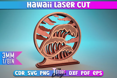 Hawaii Laser Cut | Summer Laser Design | Hawaii CNC Files SVG The T Store Design 