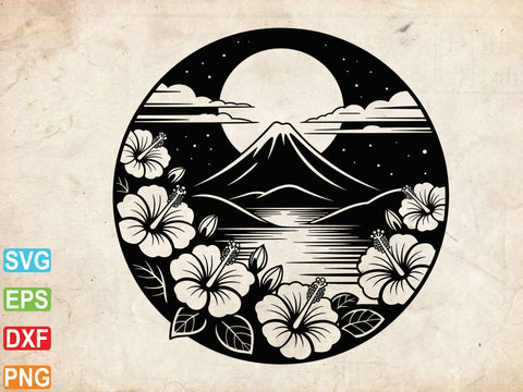 Hawaii SVG Clipart, Aloha Beach Scene, Palm Trees,Digital Files SVG Creativeart88 