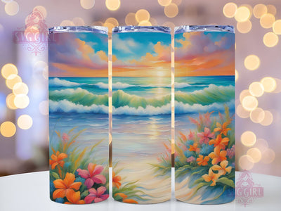 Hawaiian Beach Flower 20oz Tumbler Wrap Sublimation Design, Straight Tapered Tumbler Wrap, Hawaiian Tumbler Png, Instant Digital Download Sublimation SvggirlplusArt 