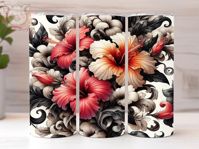 Hawaiian Flower 20oz Tumbler Png, Straight & Tapered Tumbler Png, Hawaiian Tumbler Png, Digital Download PNG Sublimation Lara' s Designs 