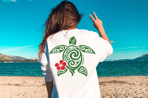 Hawaiian Sea Turtle SVG, Hibiscus Turtle PNG, Tropical Turtle Cut File, SVG Pickled Thistle Creative 