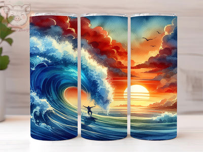Hawaiian Surfer Surfing A Big Wave 20oz Tumbler Png, Straight & Tapered Tumbler Png, Hawaiian Tumbler Png, Digital Download PNG Sublimation Lara' s Designs 
