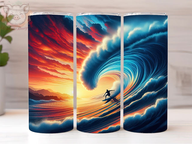 Hawaiian Surfer Surfing A Big Wave 20oz Tumbler Png, Straight & Tapered Tumbler Png, Hawaiian Tumbler Png, Digital Download PNG Sublimation Lara' s Designs 