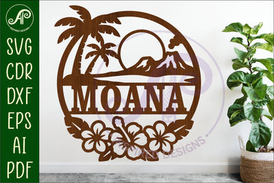 Hawaiian Tropical Name Sign SVG Island Luau Hibiscus Beach SVG APInspireddesigns 