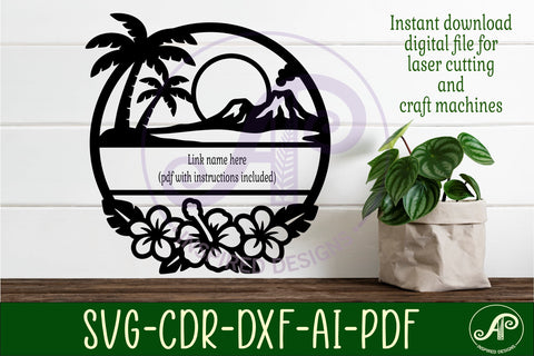 Hawaiian Tropical Name Sign SVG Island Luau Hibiscus Beach SVG APInspireddesigns 