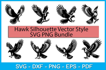 Hawk Silhouette Vector Style Bundle SVG PNG Bundle SVG Creativedesigntee 