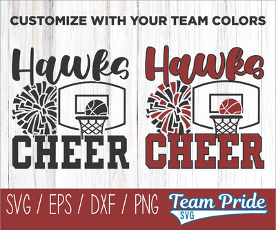 Hawks Basketball Cheer SVG Digital Download Printable - SVG, EPS, DXF, PNG SVG Team Pride SVG 