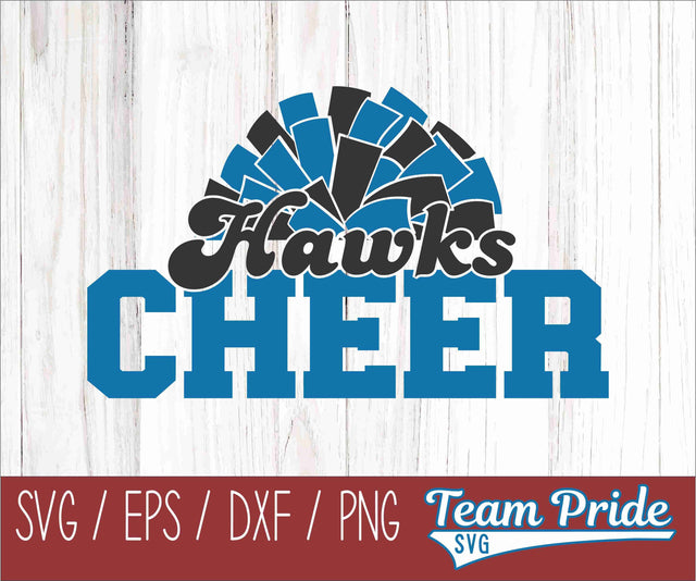 Hawks Cheer Pom Pom SVG Digital Download Printable - SVG, EPS, DXF, PNG SVG Team Pride SVG 