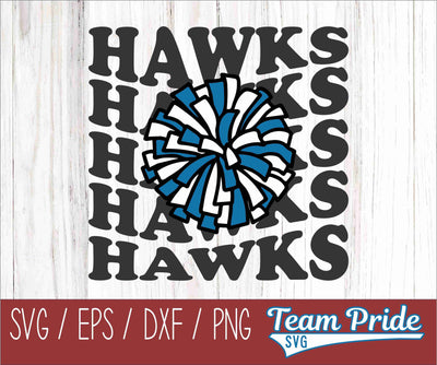 Hawks Cheer Vintage Wave SVG Digital Download Printable - SVG, EPS, DXF, PNG SVG Team Pride SVG 