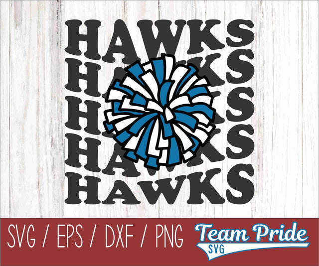 Hawks Cheer Vintage Wave SVG Digital Download Printable - SVG, EPS, DXF, PNG SVG Team Pride SVG 