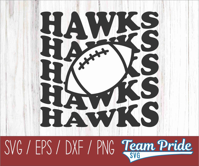 Hawks Football Retro Wave SVG Digital Download Printable - SVG, EPS, DXF, PNG SVG Team Pride SVG 