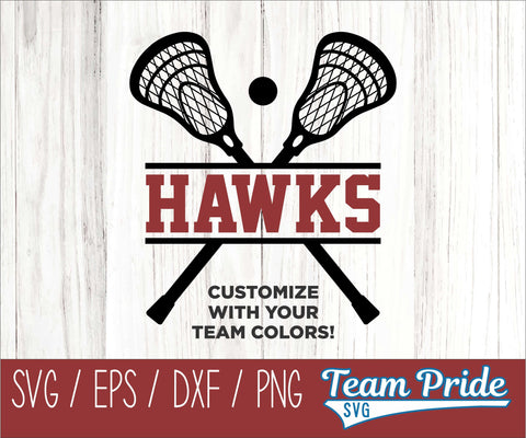 Hawks Lacrosse SVG Digital Download Printable - SVG, EPS, DXF, PNG SVG Team Pride SVG 