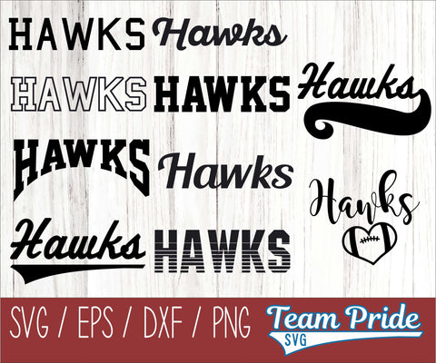 Hawks SVG Bundle Digital Download Printable - SVG, EPS, DXF, PNG SVG Team Pride SVG 