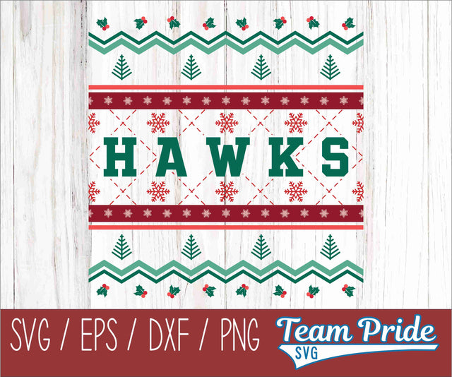 Hawks Ugly Christmas Sweater Festive Holiday Design SVG, EPS, DXF, PNG SVG Team Pride SVG 
