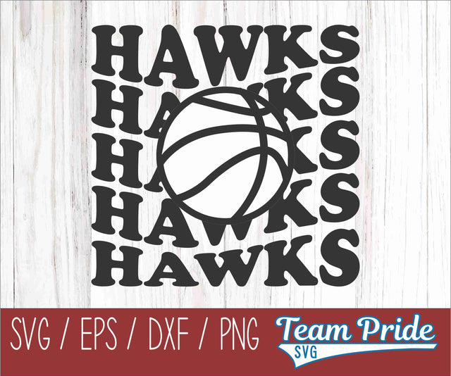 Hawks Vintage Wave Basketball SVG Digital Download Printable - SVG, EPS, DXF, PNG SVG Team Pride SVG 