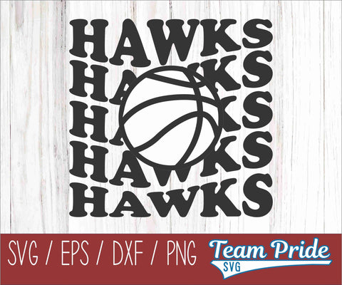 Hawks Vintage Wave Basketball SVG Digital Download Printable - SVG, EPS, DXF, PNG SVG Team Pride SVG 