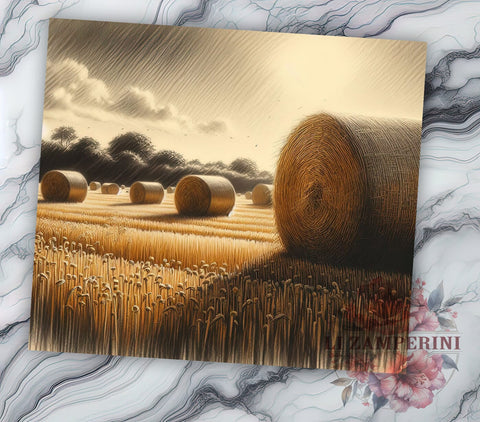 Hay Bales Tumbler, Farm Landscape Design, Rustic Drinkware, 20oz Tumbler, Sublimation Wrap, Country Decor, Agricultural Gifts Sublimation Li Zamperini 