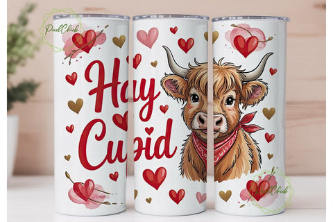 Hay Cupid Cow 20oz Tumbler Wrap Sublimation PixelChick 