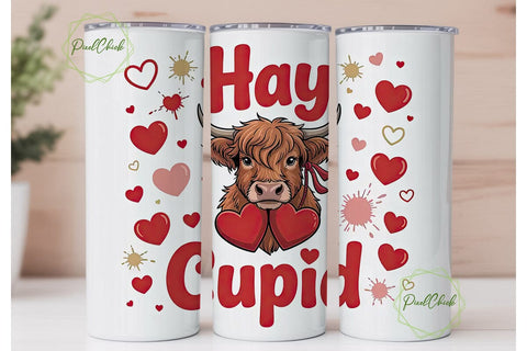 Hay Cupid Cow 20oz Tumbler Wrap Sublimation PixelChick 