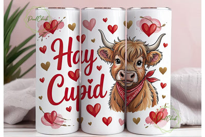 Hay Cupid Cow 20oz Tumbler Wrap Sublimation PixelChick 