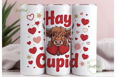 Hay Cupid Cow 20oz Tumbler Wrap Sublimation PixelChick 