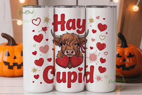 Hay Cupid Cow 20oz Tumbler Wrap Sublimation PixelChick 