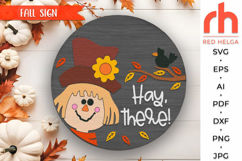 Hay, There SVG, Fall Door Sign Cut File, Scarecrow Hanger SVG RedHelgaArt 