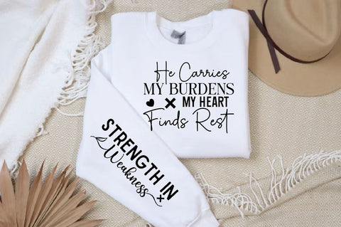 He Carries My Burdens My Heart Finds Rest Sleeve SVG Design, Christian Sleeve SVG, Faith SVG Design, Jesus Sleeve SVG, Religious Sleeve SVG SVG Regulrcrative 