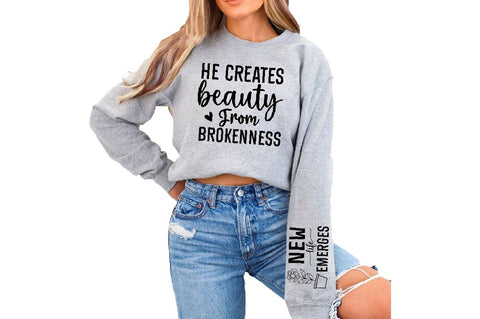 He Creates Beauty From Brokenness Sleeve SVG Design, Christian Sleeve SVG, Faith SVG Design, Jesus Sleeve SVG SVG Regulrcrative 