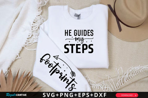 He guides my steps Sleeve SVG Design, Christian Sleeve SVG, Faith SVG Design, Jesus Sleeve SVG SVG Regulrcrative 
