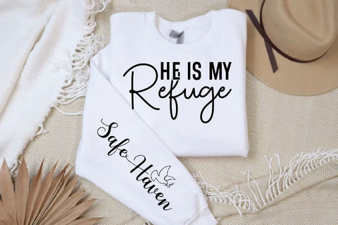 He is My Refuge Sleeve SVG Design, Christian Sleeve SVG, Faith SVG Design, Jesus Sleeve SVG SVG Regulrcrative 