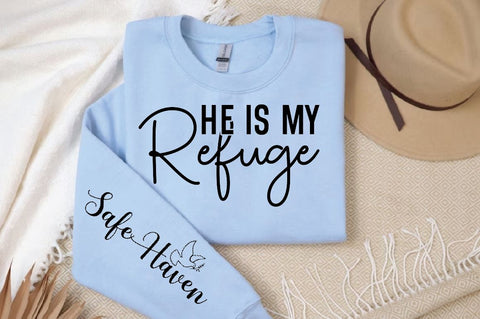 He is My Refuge Sleeve SVG Design, Christian Sleeve SVG, Faith SVG Design, Jesus Sleeve SVG SVG Regulrcrative 