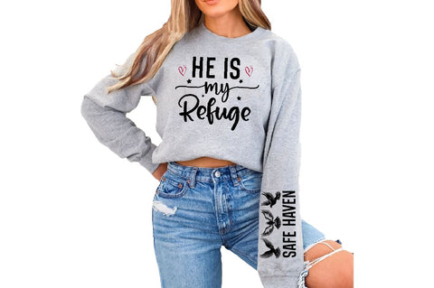 He is My Refuge Sleeve SVG Design, Inspirational sleeve SVG, Motivational Sleeve SVG Design, Positive Sleeve SVG SVG Regulrcrative 