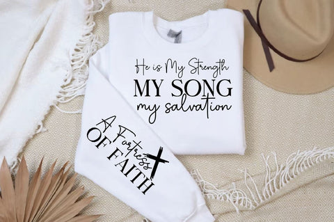 He is My Strength My Song My Salvation Sleeve SVG Design, Christian Sleeve SVG, Faith SVG Design, Jesus Sleeve SVG, Religious Sleeve SVG SVG Regulrcrative 