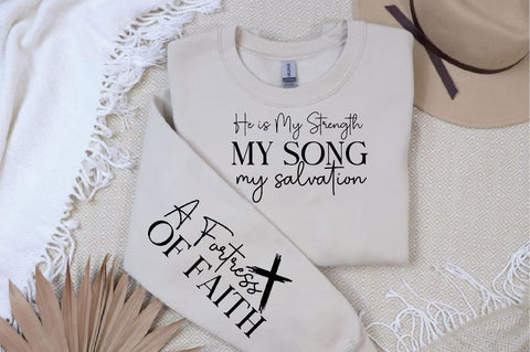 He is My Strength My Song My Salvation Sleeve SVG Design, Christian Sleeve SVG, Faith SVG Design, Jesus Sleeve SVG, Religious Sleeve SVG SVG Regulrcrative 