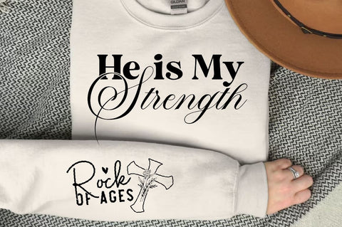 He is My Strength Sleeve SVG Design, Christian Sleeve SVG, Faith SVG Design, Jesus Sleeve SVG SVG Regulrcrative 