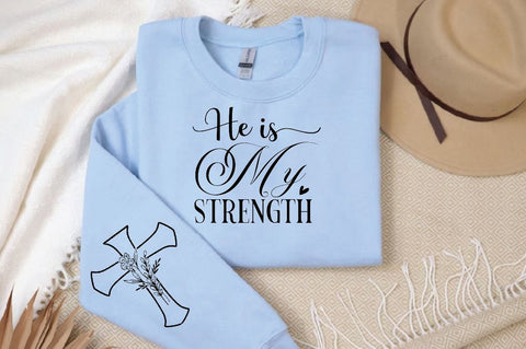 He is My Strength Sleeve SVG Design, Christian Sleeve SVG, Faith SVG Design, Jesus Sleeve SVG SVG Regulrcrative 