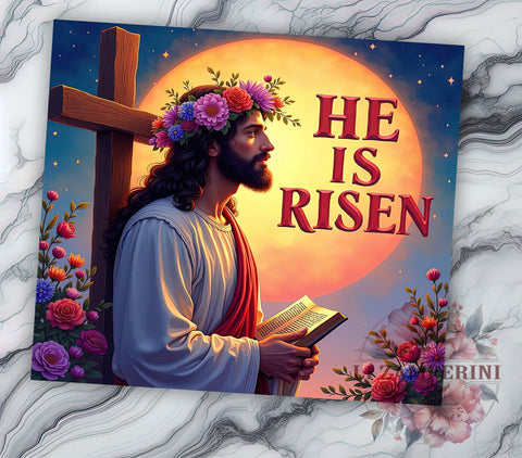 He Is Risen 20oz Inspirational Tumbler Wrap, He Is Risen Mug, Christian Drinkware, 20oz Religious Cup, Easter Gift, Faith Based Tumbler, Inspirational Jesus Mug Sublimation Li Zamperini 