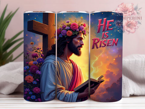 He Is Risen 20oz Inspirational Tumbler Wrap, He Is Risen Mug, Christian Drinkware, 20oz Religious Cup, Easter Gift, Faith Based Tumbler, Inspirational Jesus Mug Sublimation Li Zamperini 