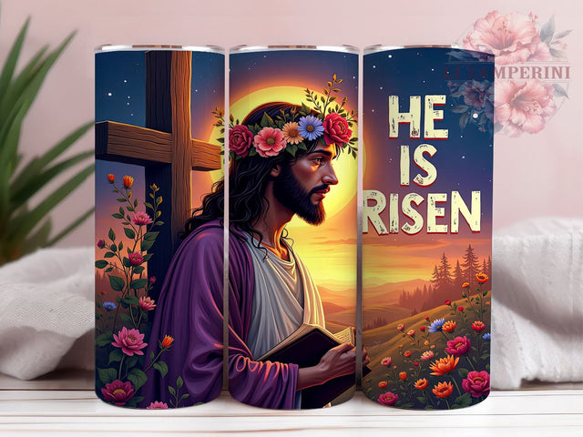 He Is Risen 20oz Inspirational Tumbler Wrap, He Is Risen Mug, Christian Drinkware, 20oz Religious Cup, Easter Gift, Faith Based Tumbler, Inspirational Jesus Mug Sublimation Li Zamperini 
