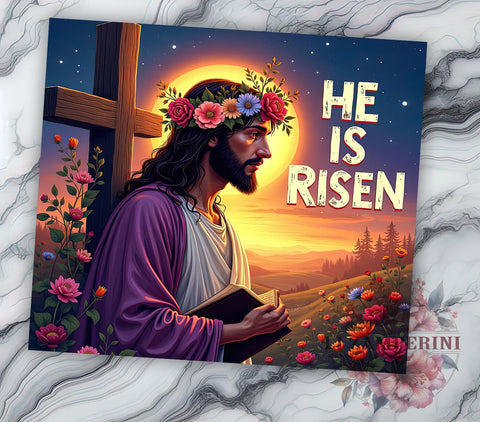 He Is Risen 20oz Inspirational Tumbler Wrap, He Is Risen Mug, Christian Drinkware, 20oz Religious Cup, Easter Gift, Faith Based Tumbler, Inspirational Jesus Mug Sublimation Li Zamperini 