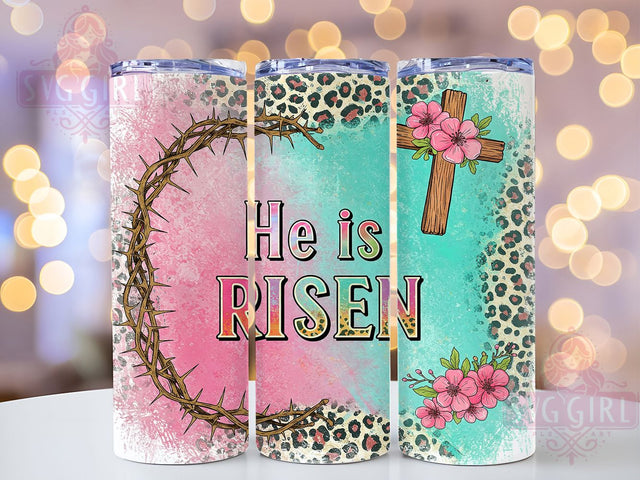 He Is Risen Christian Easter Tumbler, He Is Risen Tumbler Wrap, Religious Tumbler PNG, 20oz Sublimation Wrap, Faith-Based Tumbler Design, Easter Cross Tumbler, Digital Download Tumbler Sublimation SvggirlplusArt 