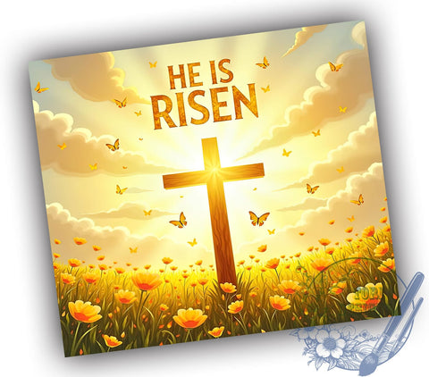 He is Risen, Christian Tumbler, 20oz Tumbler, Sublimation Design, Easter Gift, Faith-Based Decor, Religious Drinkware Sublimation ToriDesigns 