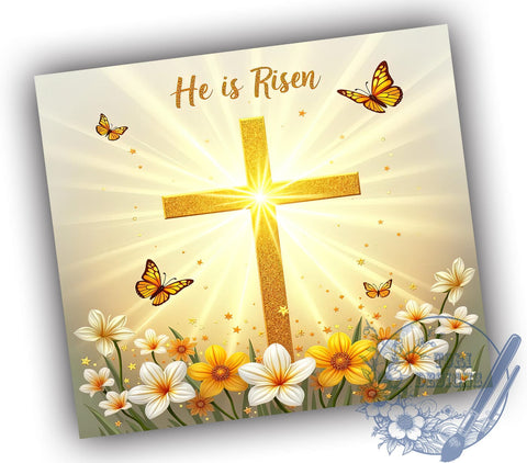 He is Risen, Christian Tumbler, 20oz Tumbler, Sublimation Design, Easter Gift, Faith-Based Decor, Religious Drinkware Sublimation ToriDesigns 