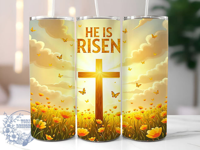 He is Risen, Christian Tumbler, 20oz Tumbler, Sublimation Design, Easter Gift, Faith-Based Decor, Religious Drinkware Sublimation ToriDesigns 