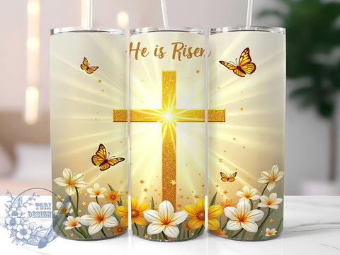 He is Risen, Christian Tumbler, 20oz Tumbler, Sublimation Design, Easter Gift, Faith-Based Decor, Religious Drinkware Sublimation ToriDesigns 