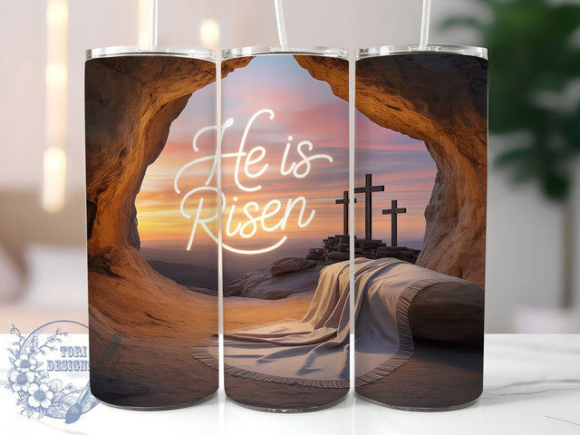 He Is Risen Easter 20oz Tumbler, Easter Christian Cup Wrap, Resurrection Faith Design, Sublimation Tumbler Wrap, 20Oz Tumbler Design, Artistic Scripture Cup, Stylish Easter Wrap Sublimation ToriDesigns 
